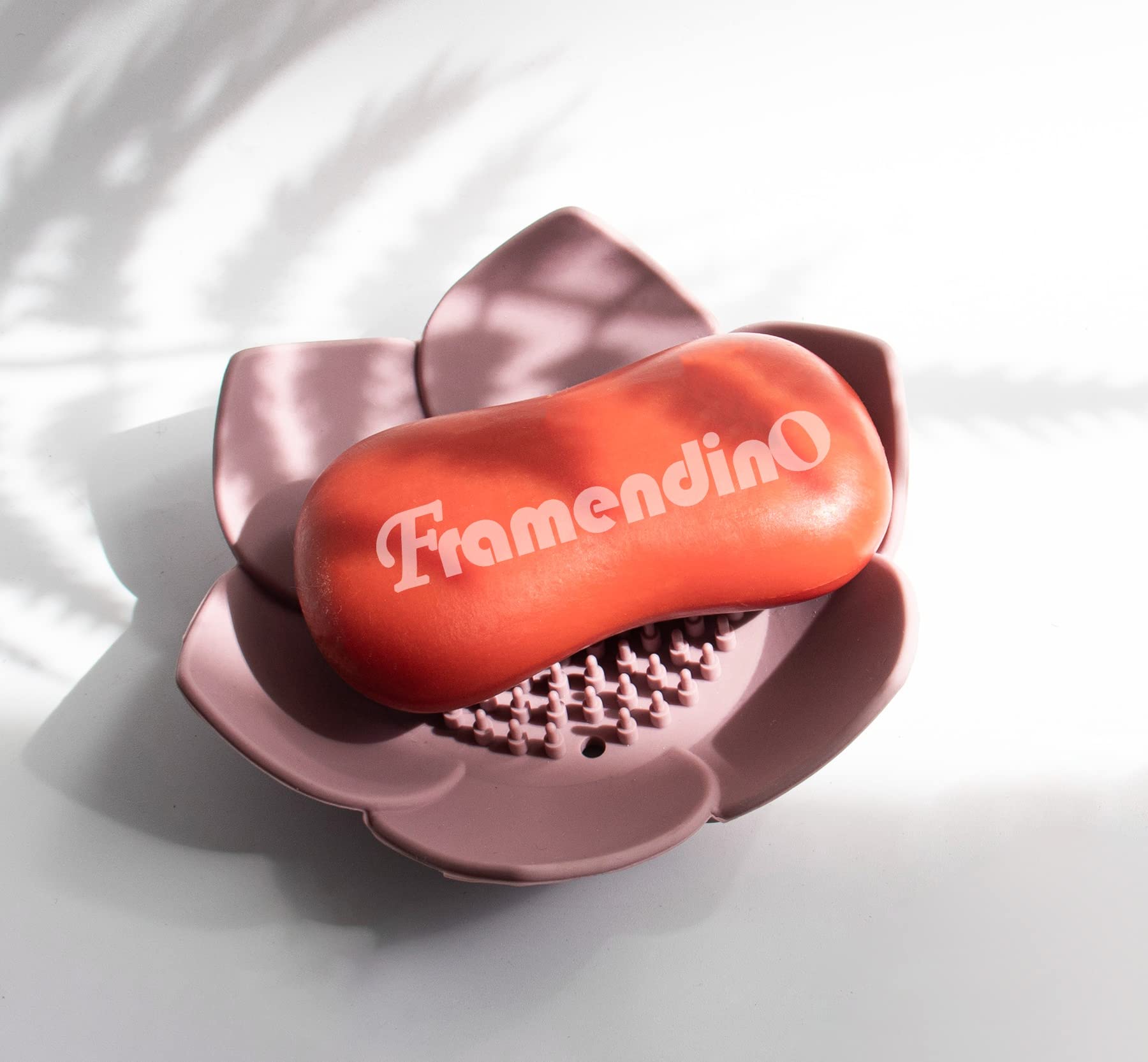 Framendino, 4 Pack Lotus Flowers Soap Dish Silicon Flexible Non-Slip Floral Soap Trays With Drain For Bathroom Shower